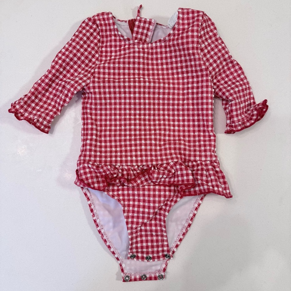 Red Gingham Girls Swimsuit - Snapper Rock